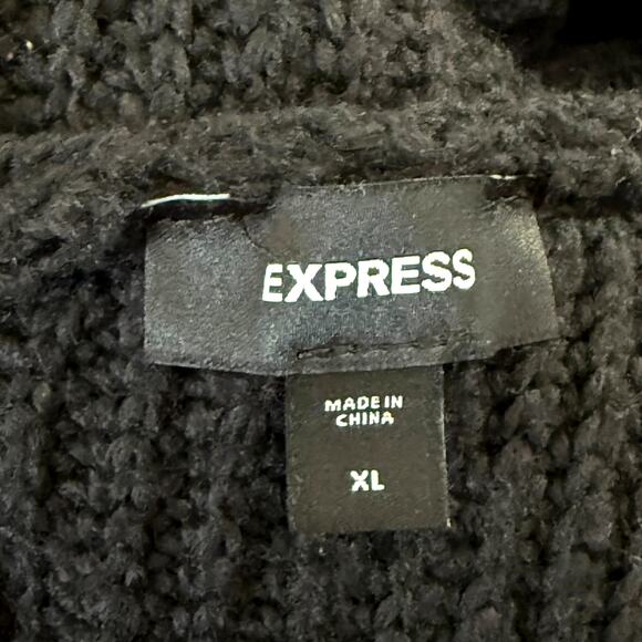 Express Reversible Embellished Mock Neck Crossover Sweater Black Rhinestone XL - Picture 8 of 10